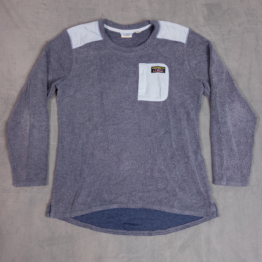 LL Bean Fleece Pullover Womens M Blue Gray Katahdin Iron Works 518497